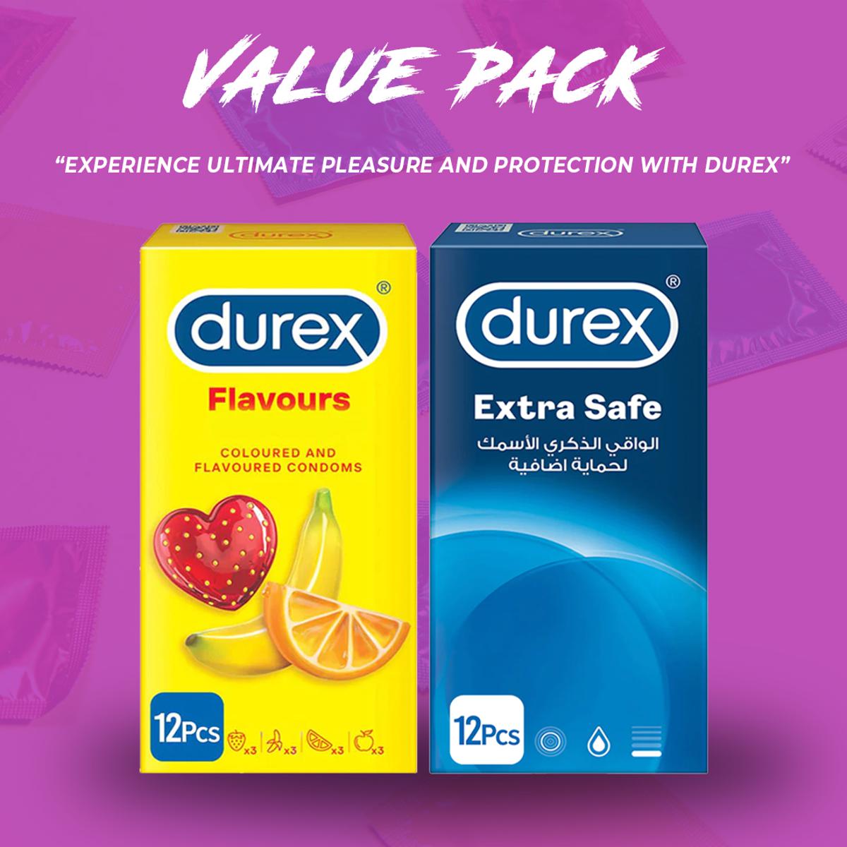 Durex Pack Of 2 Durex Flavours 12s Condoms Durex Extra Safe 12s Co