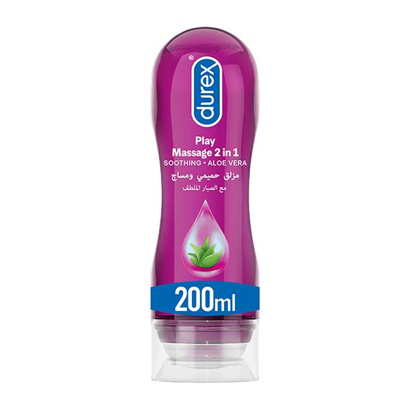 Durex Play Massage 2-In-1 Intimate Lube & Massage Gel, Aloe Vera, 200ml