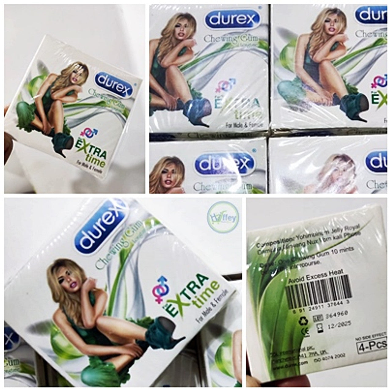 Durex Chewing Gum & Bubblegum longtime Mint Flavoured for male & female - 4 GUM